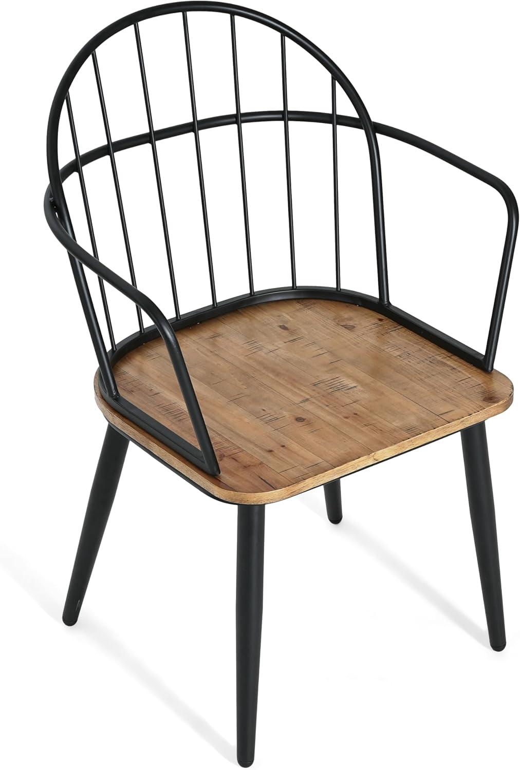 image:imageChristopher Knight Home Drats Dining Chairs Set of 2 Accent Dining Chair Birch Finish Seating Kitchen Chair Bucket Backrest Metal Frame Armchair Industrial Dining Chair for Dining Room NaturalNatural