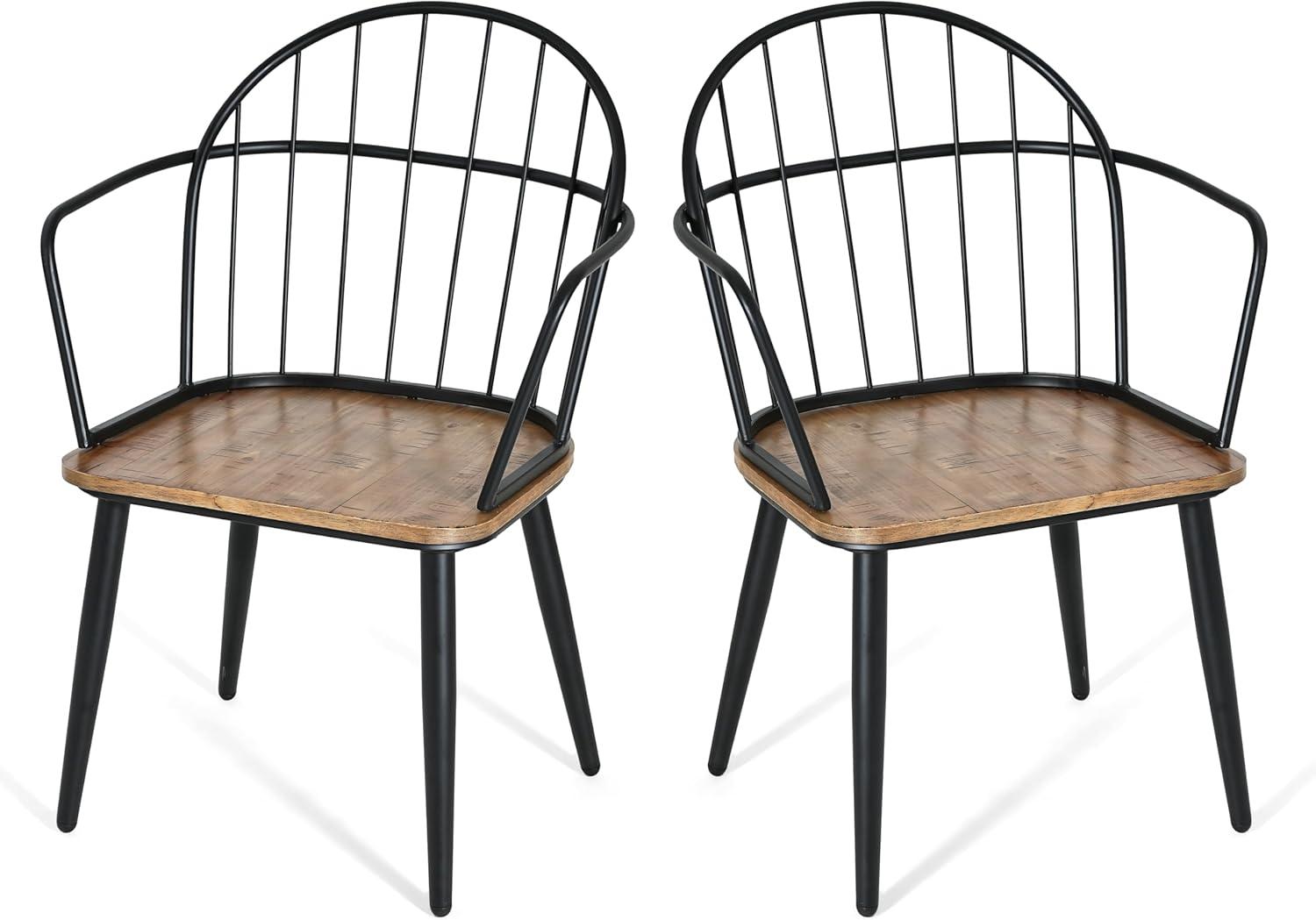 image:imageChristopher Knight Home Drats Dining Chairs Set of 2 Accent Dining Chair Birch Finish Seating Kitchen Chair Bucket Backrest Metal Frame Armchair Industrial Dining Chair for Dining Room NaturalNatural