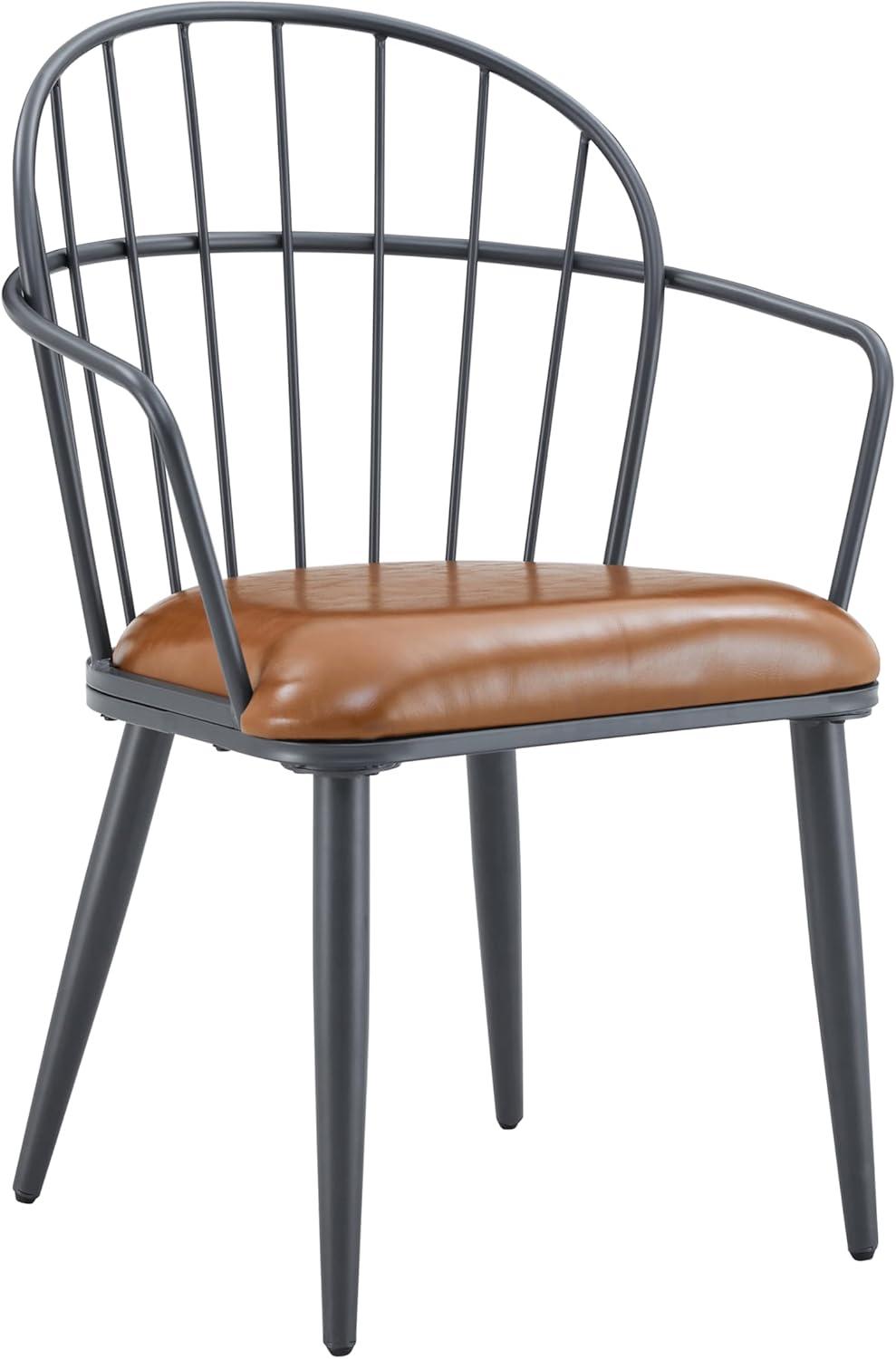 image:imageChristopher Knight Home Drats Dining Chairs Set of 2 Accent Dining Chair Birch Finish Seating Kitchen Chair Bucket Backrest Metal Frame Armchair Industrial Dining Chair for Dining Room NaturalBrown