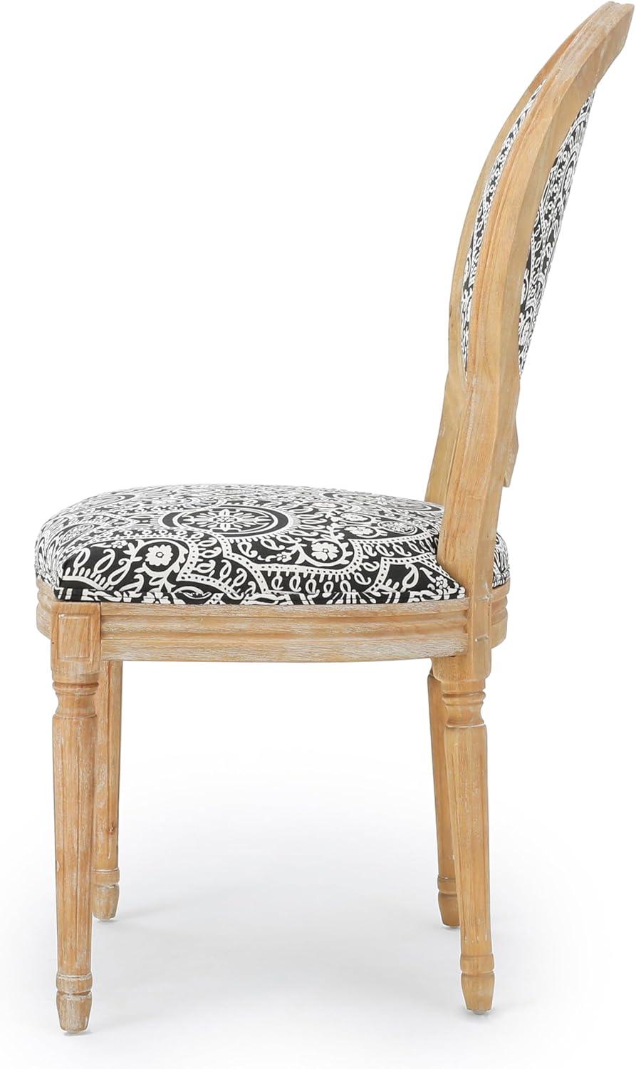 image:imageChristopher Knight Home Hulda French Country Fabric Dining Chairs Set of 4 Black and White Pattern Natural