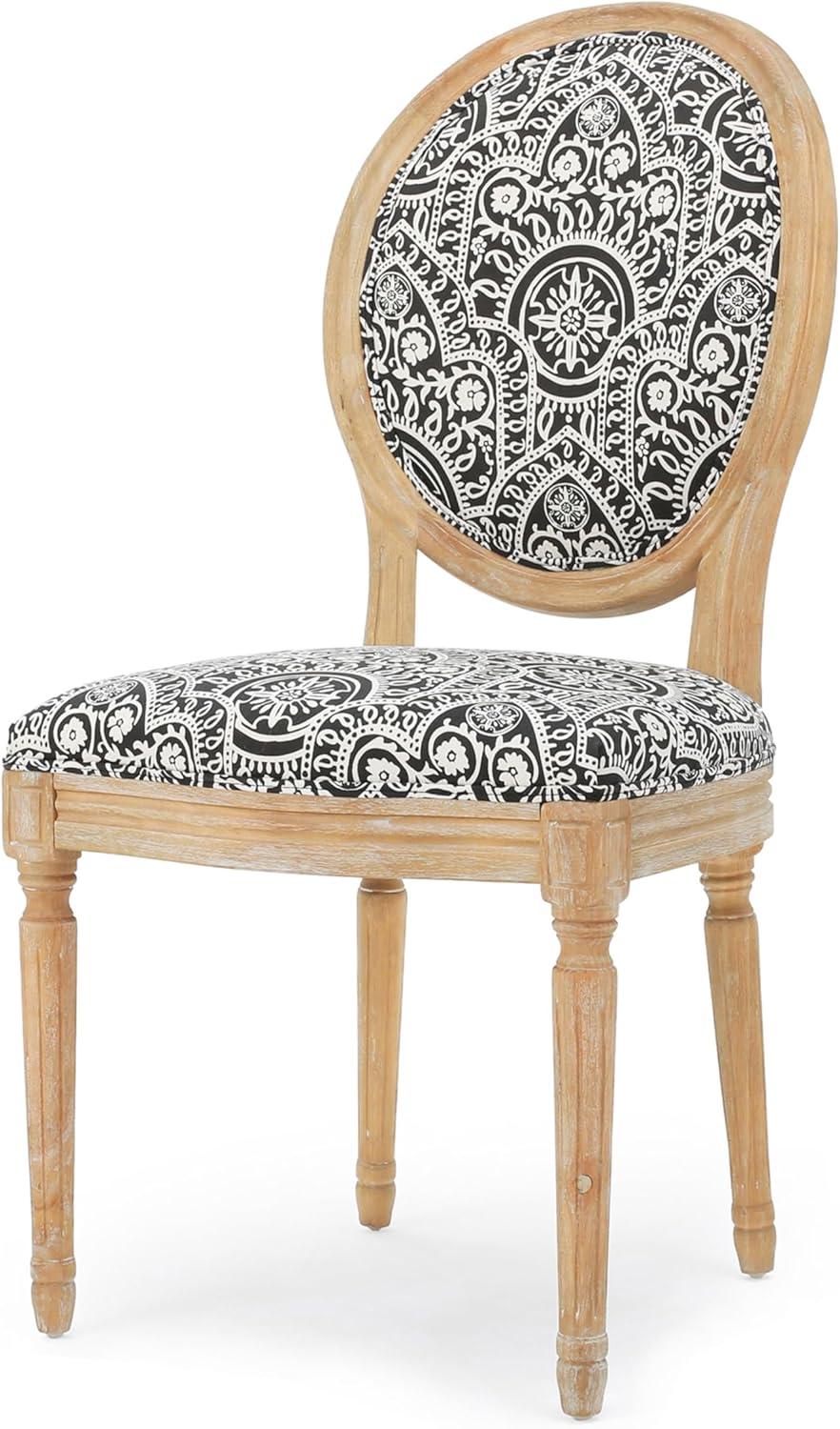 image:imageChristopher Knight Home Hulda French Country Fabric Dining Chairs Set of 4 Black and White Pattern Natural