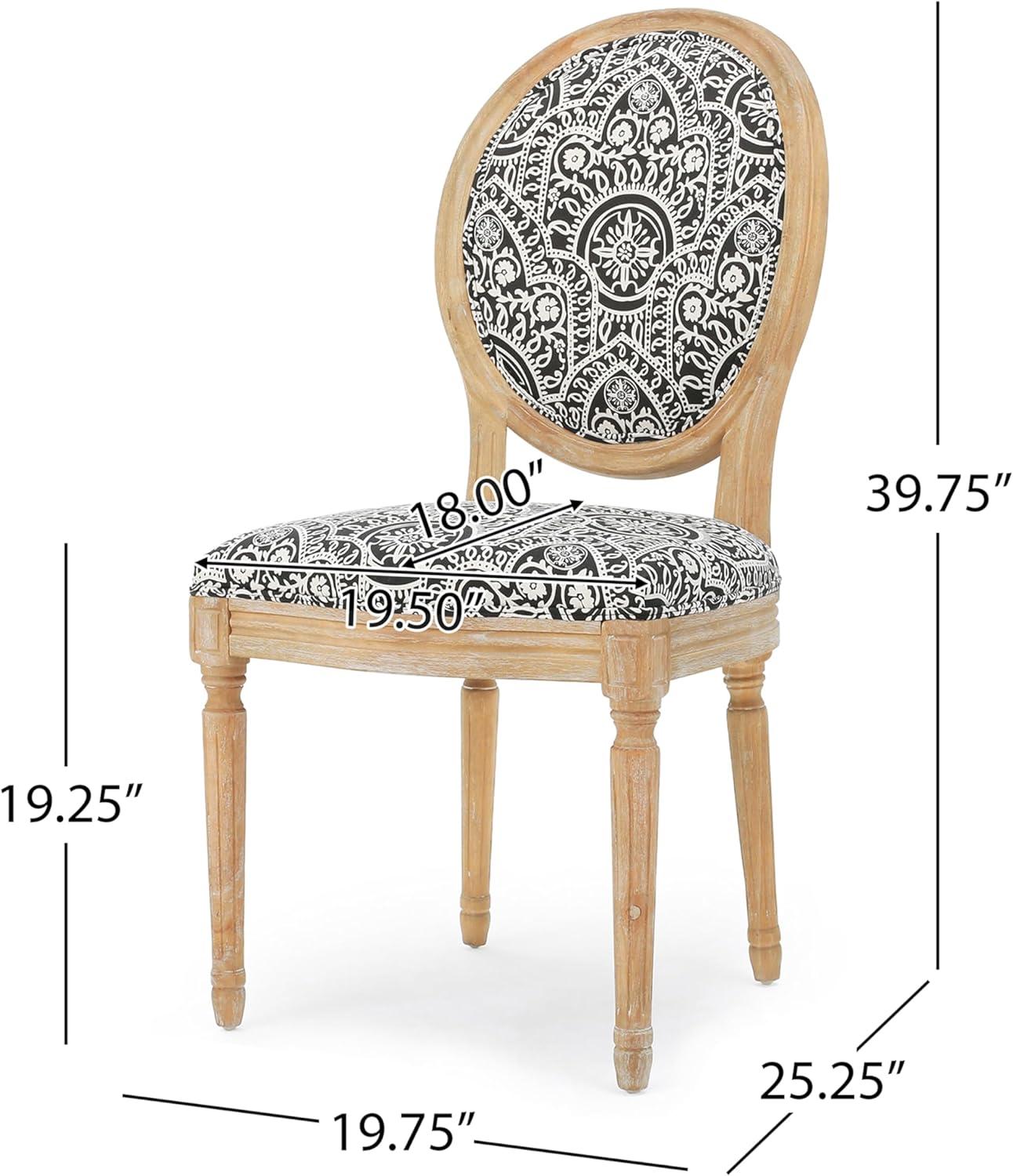 image:imageChristopher Knight Home Hulda French Country Fabric Dining Chairs Set of 4 Black and White Pattern Natural