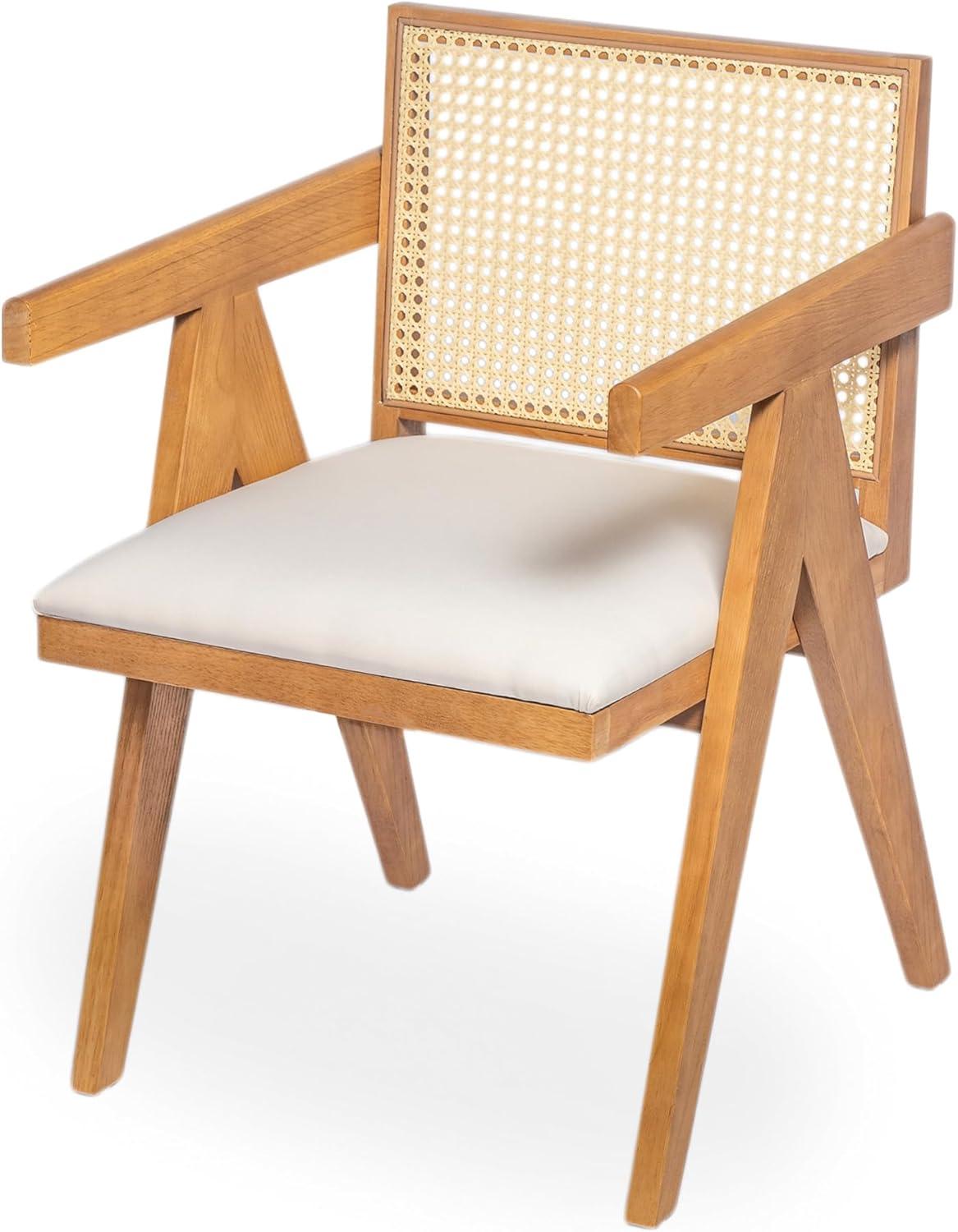image:imageChristopher Knight Home Loftia Upholstered Dining Chairs Set of 2 Rubberwood Dining Chair Breathable Rattan Backrest Wooden Armchair for Dining Room Living Room Cafeteria 300lbs 2025 NaturalNatural