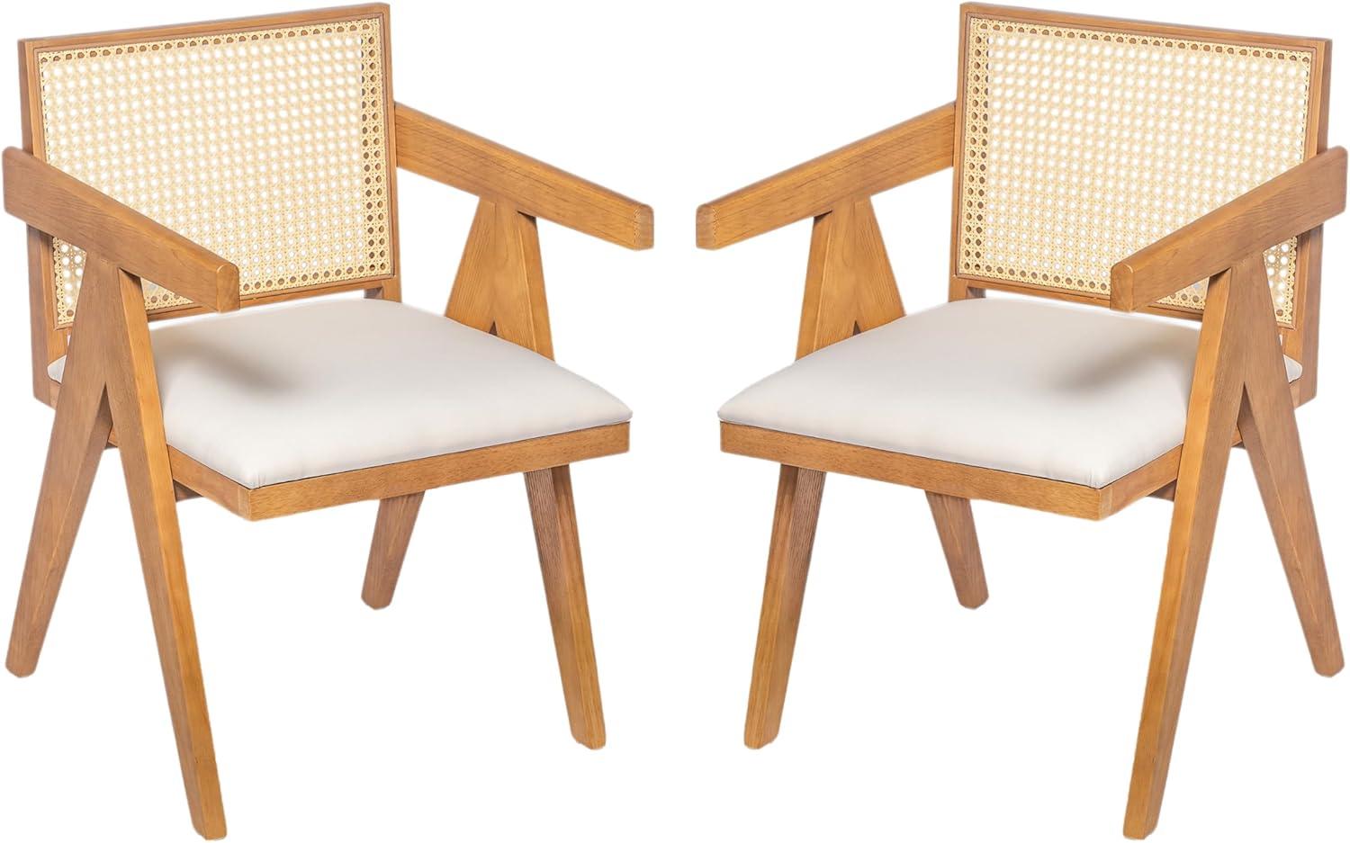image:imageChristopher Knight Home Loftia Upholstered Dining Chairs Set of 2 Rubberwood Dining Chair Breathable Rattan Backrest Wooden Armchair for Dining Room Living Room Cafeteria 300lbs 2025 NaturalNatural