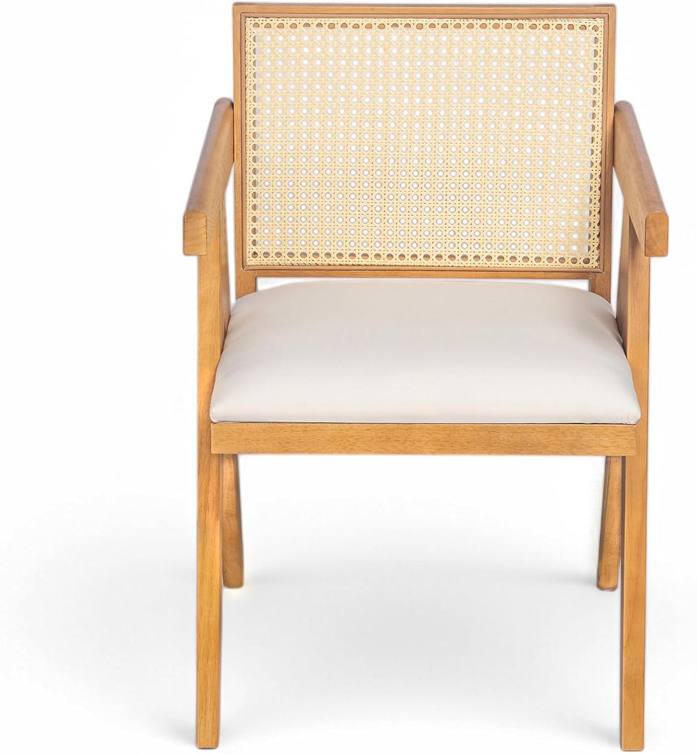 image:imageChristopher Knight Home Loftia Upholstered Dining Chairs Set of 2 Rubberwood Dining Chair Breathable Rattan Backrest Wooden Armchair for Dining Room Living Room Cafeteria 300lbs 2025 NaturalNatural