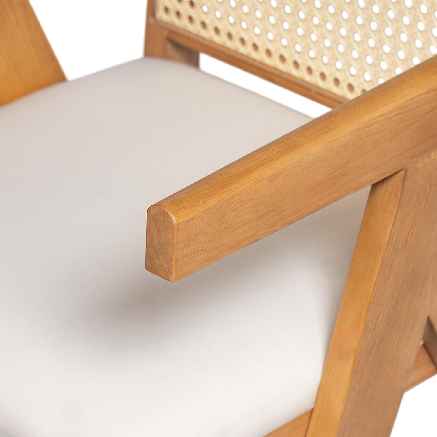 image:imageChristopher Knight Home Loftia Upholstered Dining Chairs Set of 2 Rubberwood Dining Chair Breathable Rattan Backrest Wooden Armchair for Dining Room Living Room Cafeteria 300lbs 2025 NaturalNatural