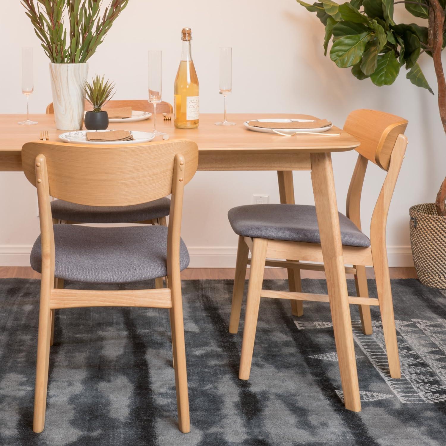 image:imageChristopher Knight Home Lucious Fabric Oak Finish Dining Chairs 2Pcs Set Dark GreyDark Grey