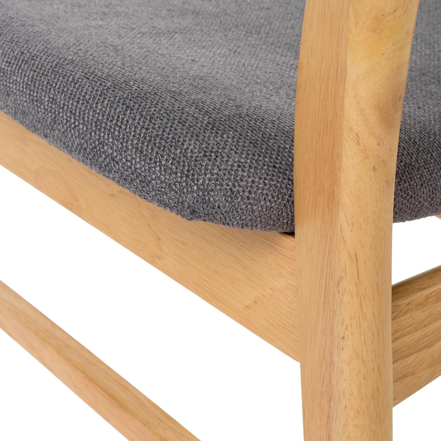 image:imageChristopher Knight Home Lucious Fabric Oak Finish Dining Chairs 2Pcs Set Dark GreyDark Grey