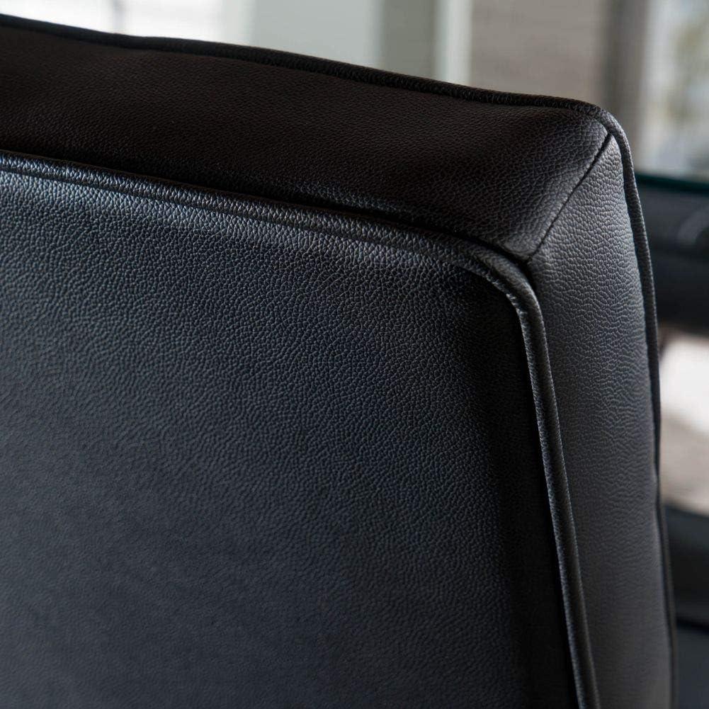 image:imageChristopher Knight Home Milania Modern Button Tufted Leather Dining Chairs 2Pcs Set Black Silver