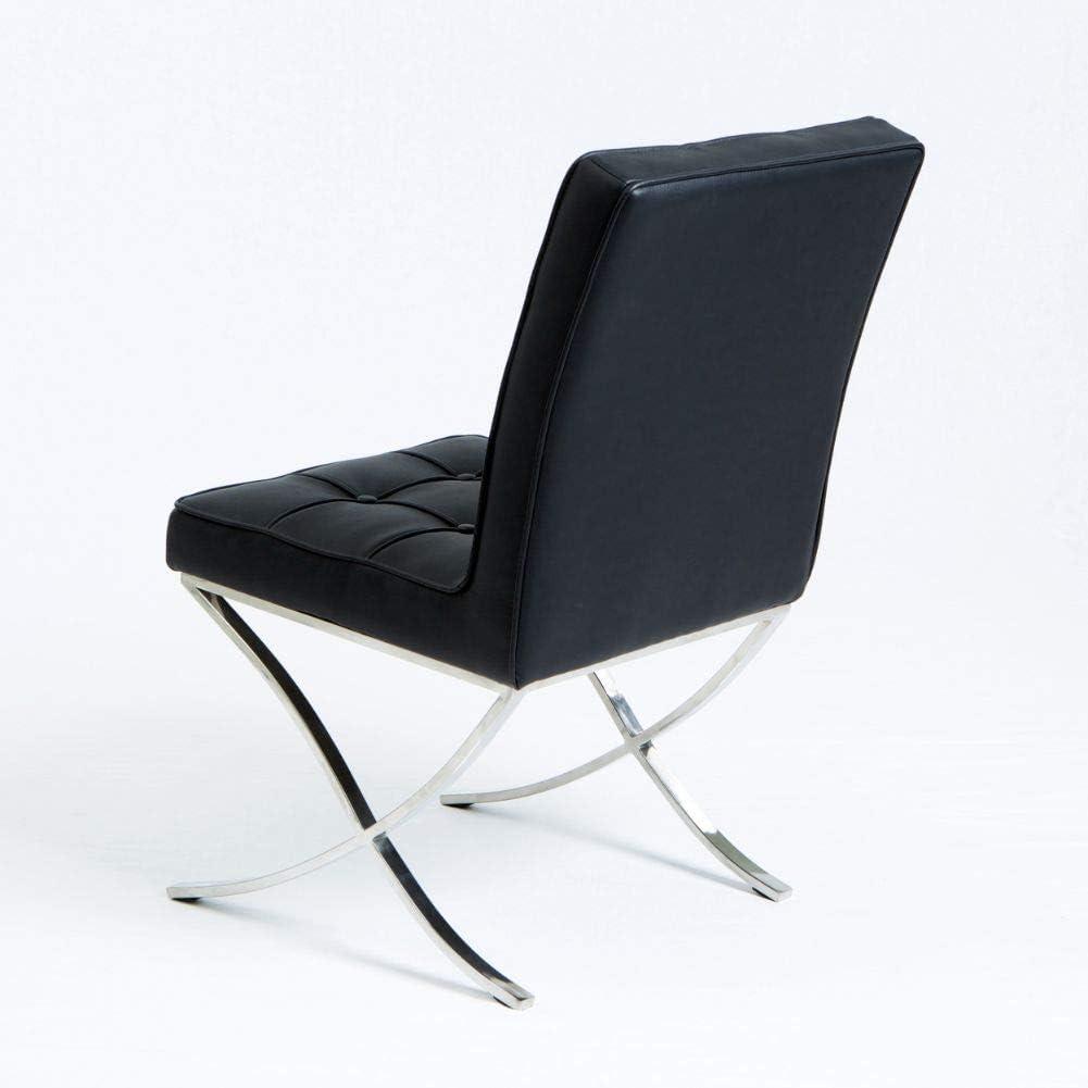 image:imageChristopher Knight Home Milania Modern Button Tufted Leather Dining Chairs 2Pcs Set Black Silver