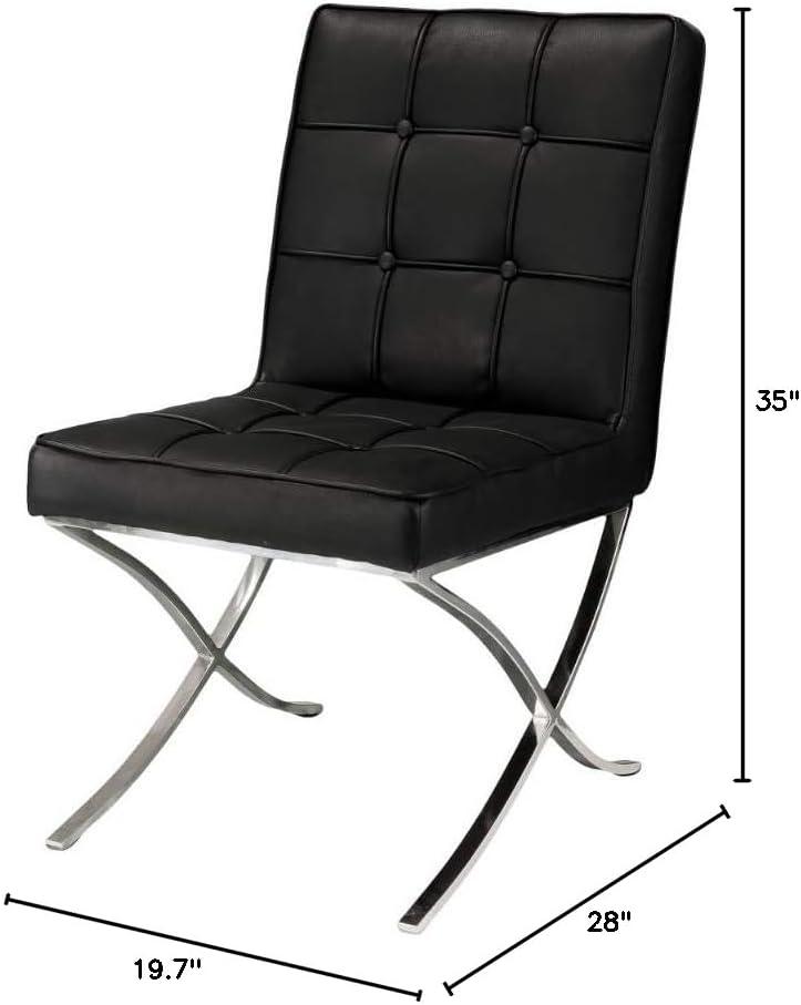 image:imageChristopher Knight Home Milania Modern Button Tufted Leather Dining Chairs 2Pcs Set Black Silver
