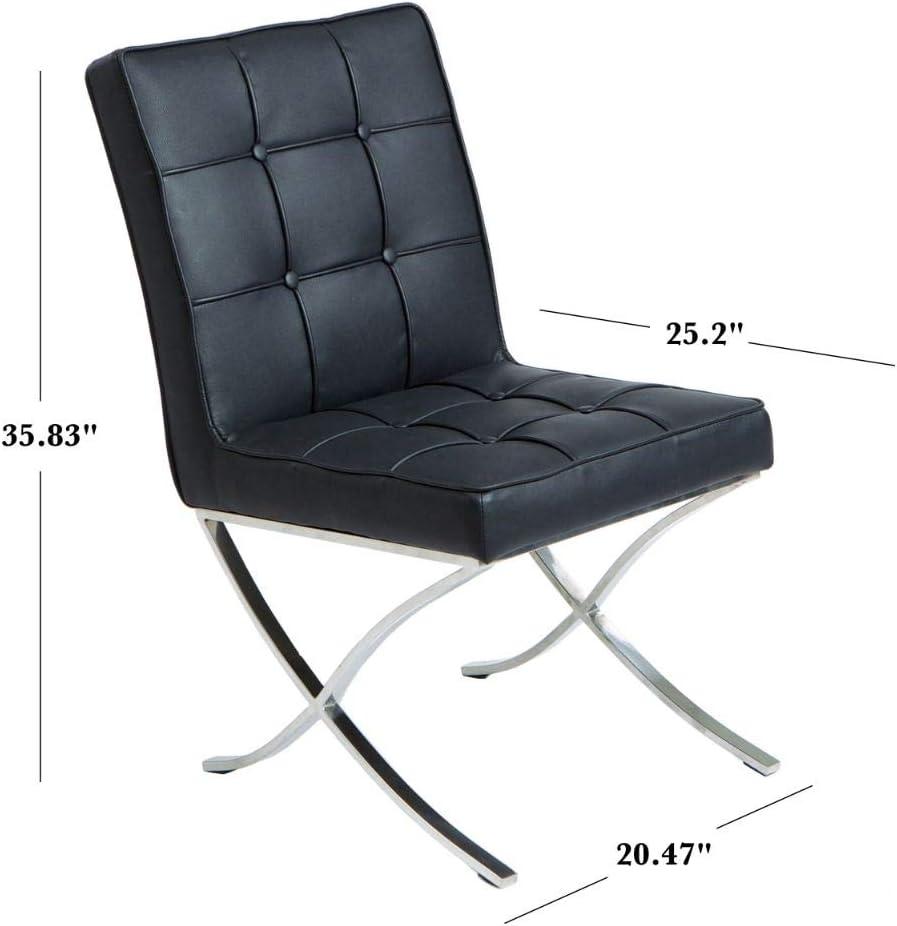 image:imageChristopher Knight Home Milania Modern Button Tufted Leather Dining Chairs 2Pcs Set Black Silver