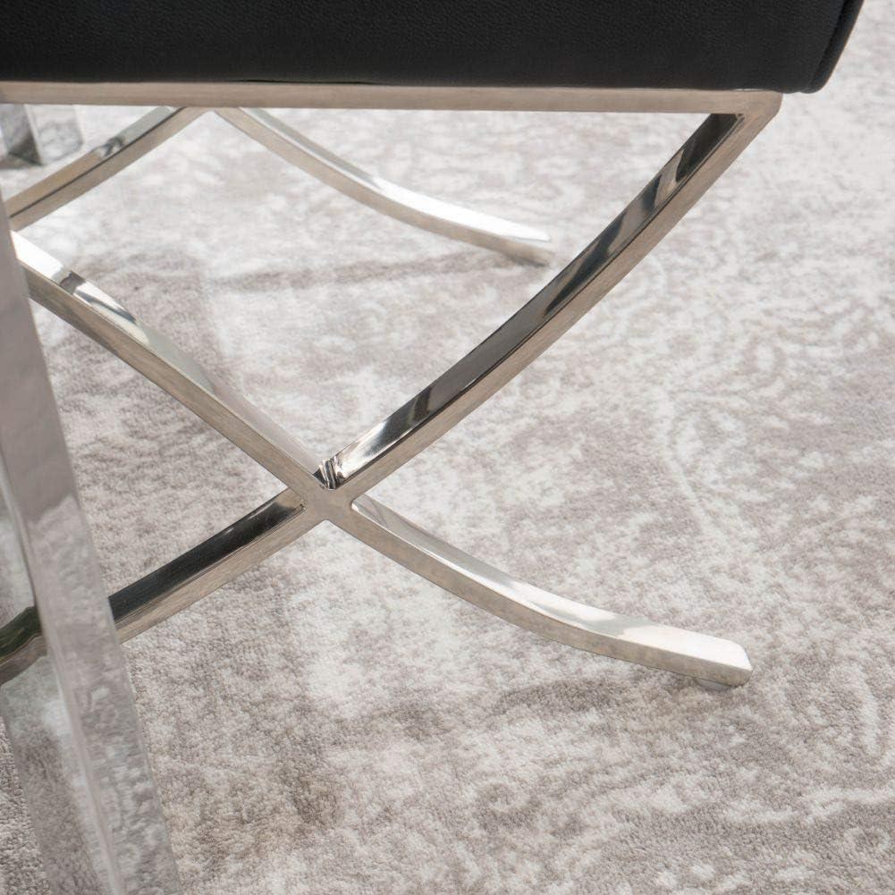 image:imageChristopher Knight Home Milania Modern Button Tufted Leather Dining Chairs 2Pcs Set Black Silver