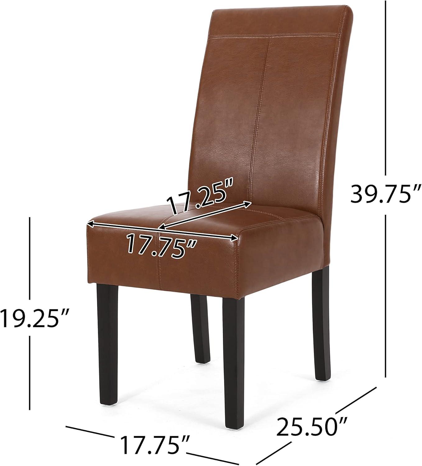 image:imageChristopher Knight Home Pertica TStitch Leather Dining Chairs 4Pcs Set Chocolate BrownCognac Brown Espresso
