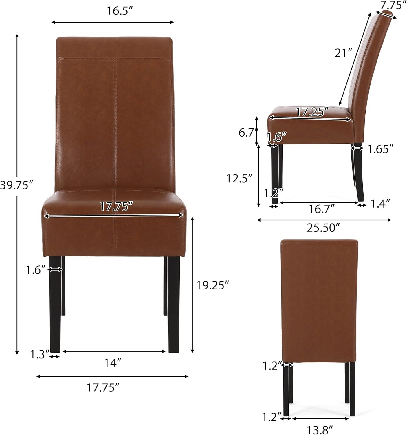image:imageChristopher Knight Home Pertica TStitch Leather Dining Chairs 4Pcs Set Chocolate BrownCognac Brown Espresso