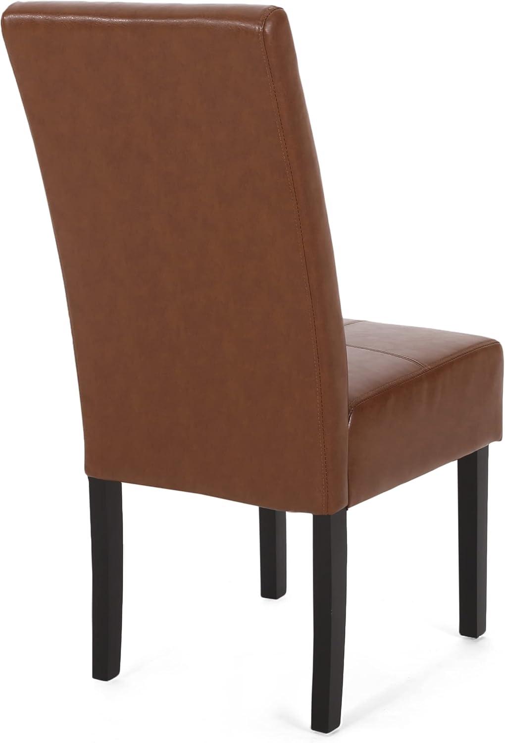 image:imageChristopher Knight Home Pertica TStitch Leather Dining Chairs 4Pcs Set Chocolate BrownCognac Brown Espresso