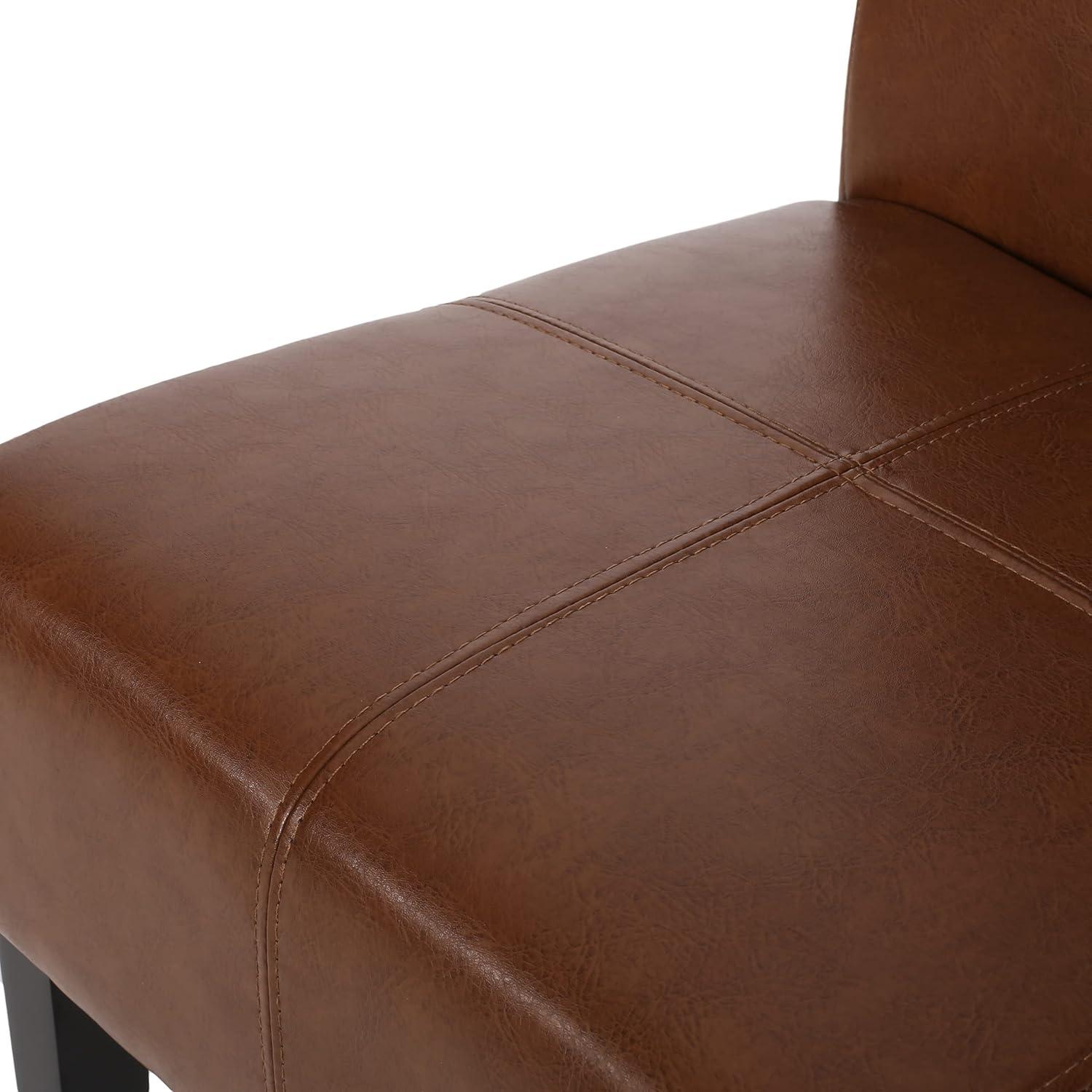 image:imageChristopher Knight Home Pertica TStitch Leather Dining Chairs 4Pcs Set Chocolate BrownCognac Brown Espresso