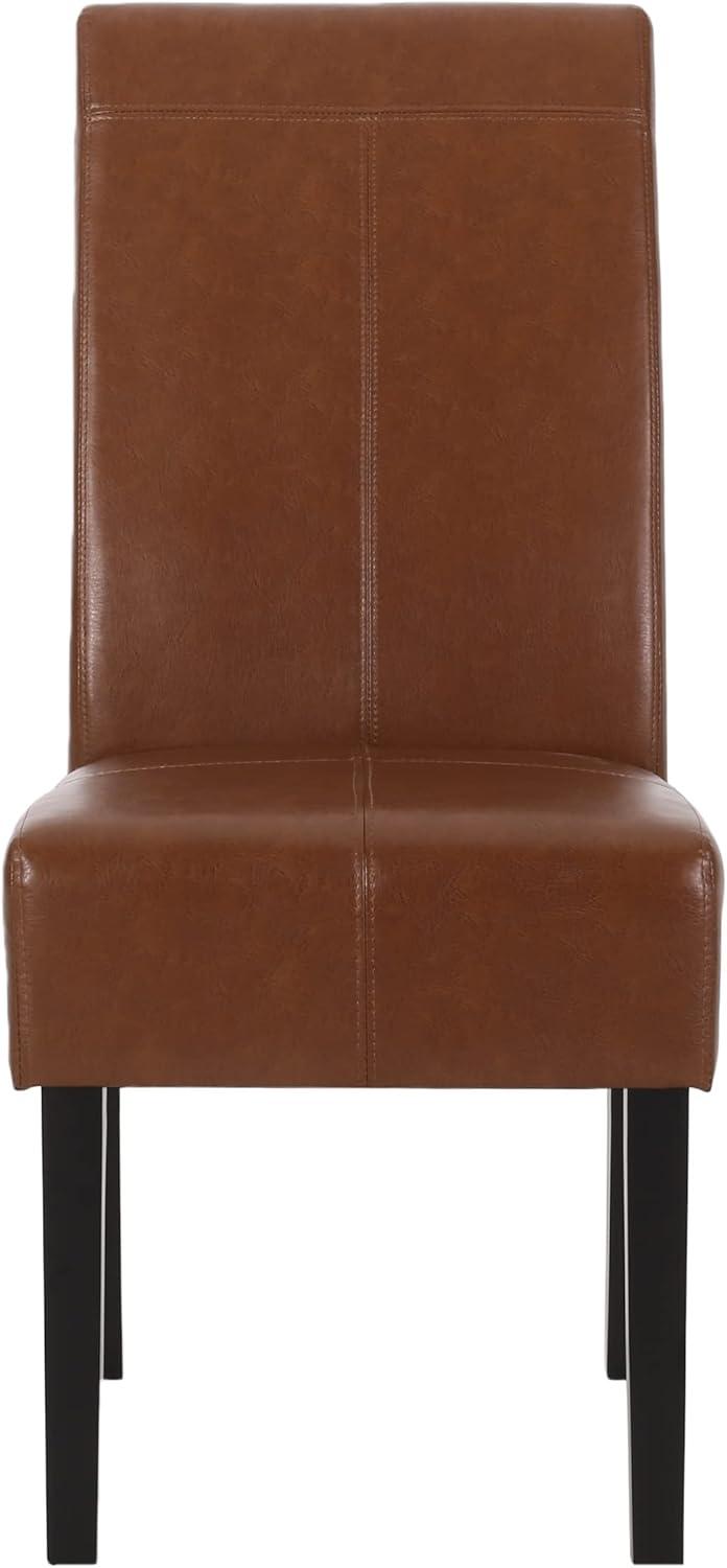 image:imageChristopher Knight Home Pertica TStitch Leather Dining Chairs 4Pcs Set Chocolate BrownCognac Brown Espresso