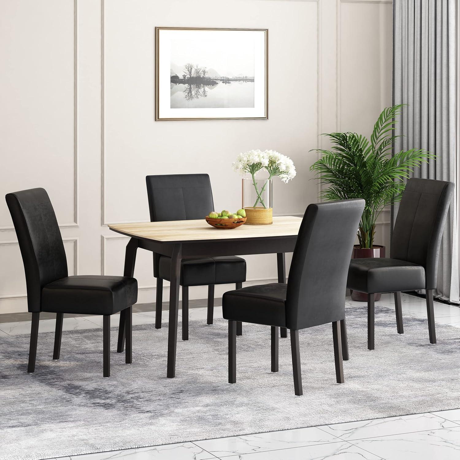 image:imageChristopher Knight Home Pertica TStitch Leather Dining Chairs 4Pcs Set Chocolate BrownMidnight Black Espresso