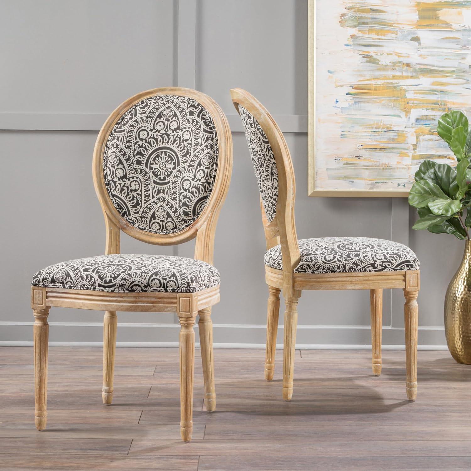 image:imageChristopher Knight Home Phinnaeus Fabric Dining Chairs 2Pcs Set Black White Pattern
