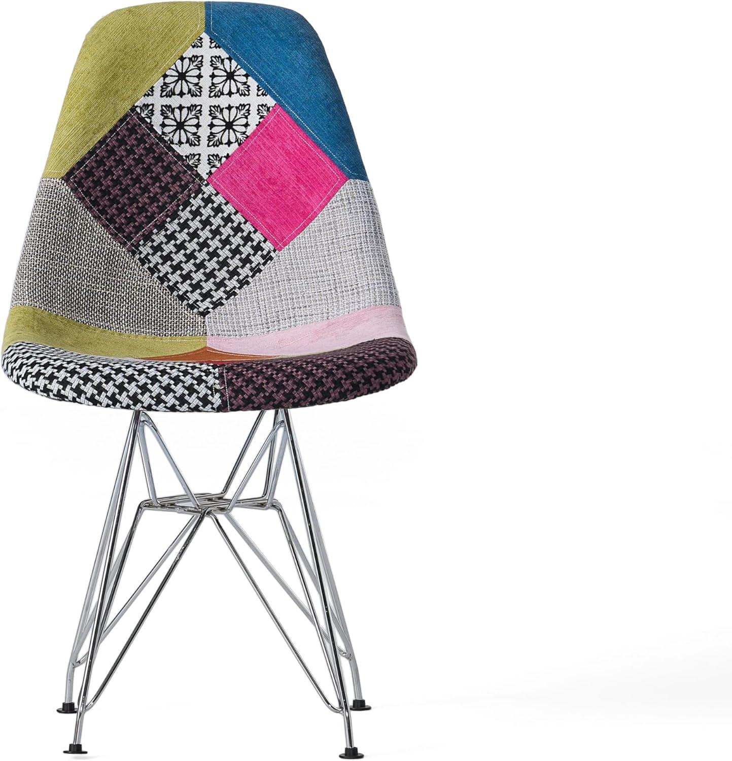 image:imageChristopher Knight Home Wilmette Fabric Chair with Chromed Legs Patchwork 18D x 21W x 32H in