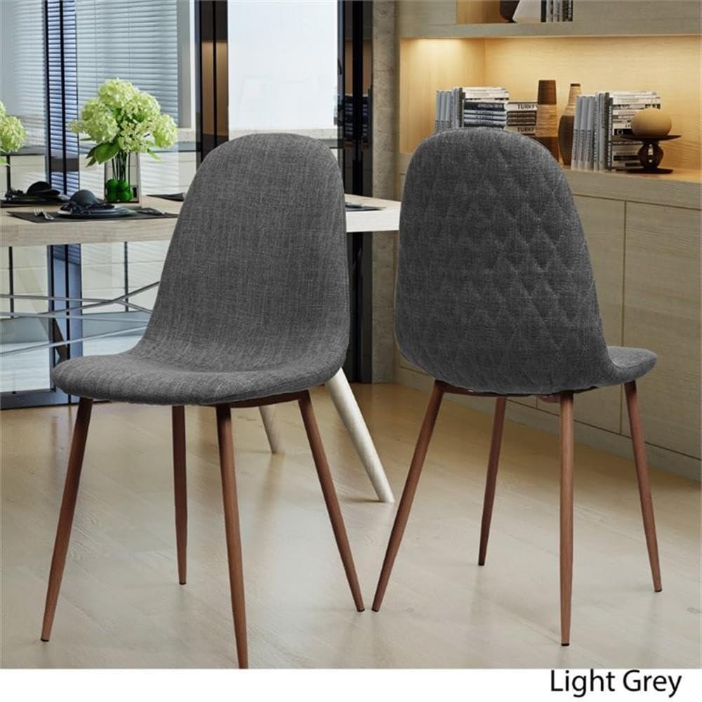 image:imageGDFStudio Great Deal Furniture Mid Century Wheat Fabric Dining Chairs with Dark Walnut Wood Finished Legs Set of 2Light Gray