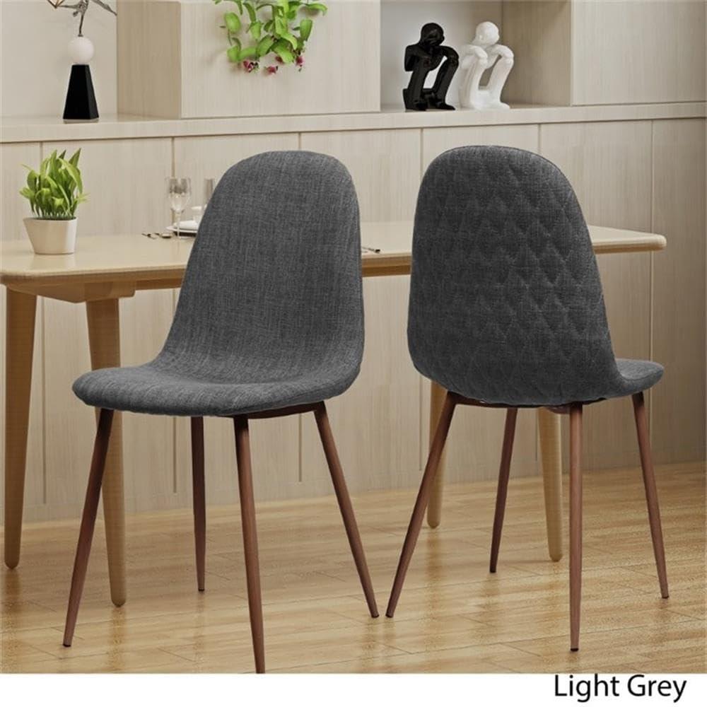 image:imageGDFStudio Great Deal Furniture Mid Century Wheat Fabric Dining Chairs with Dark Walnut Wood Finished Legs Set of 2Light Gray