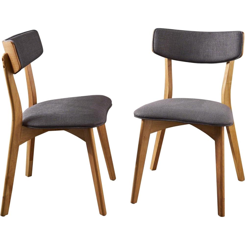 image:imageChristopher Knight Home Abrielle MidCentury Modern Fabric Dining Chairs with Natural Oak Finished Rubberwood Frame 2Pcs Set Dark Grey Natural OakDark Grey Natural Oak