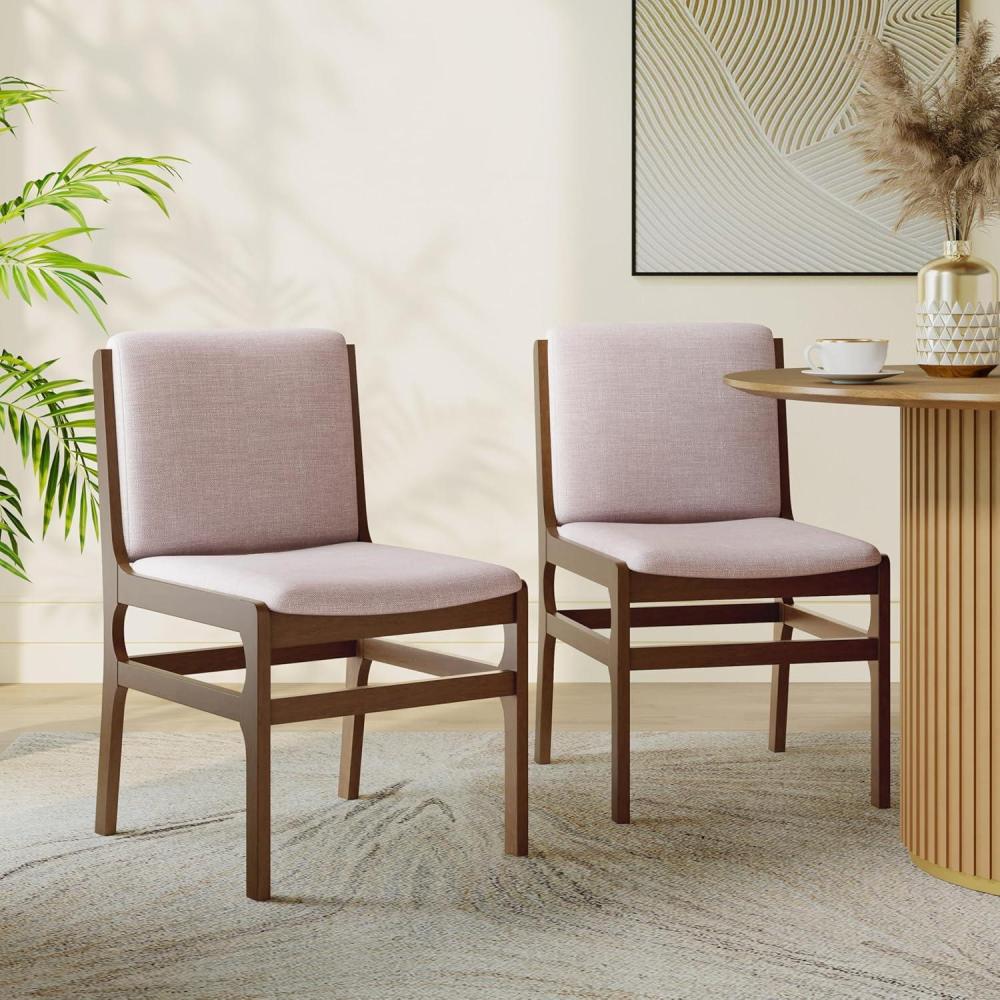 image:imageChristopher Knight Home Coston Contemporary Fabric Upholstered Dining Chairs Set of 2 Wooden Dining Room Armless Chair Comfy Kitchen Side Chair Wheat and WalnutBeigewalnut