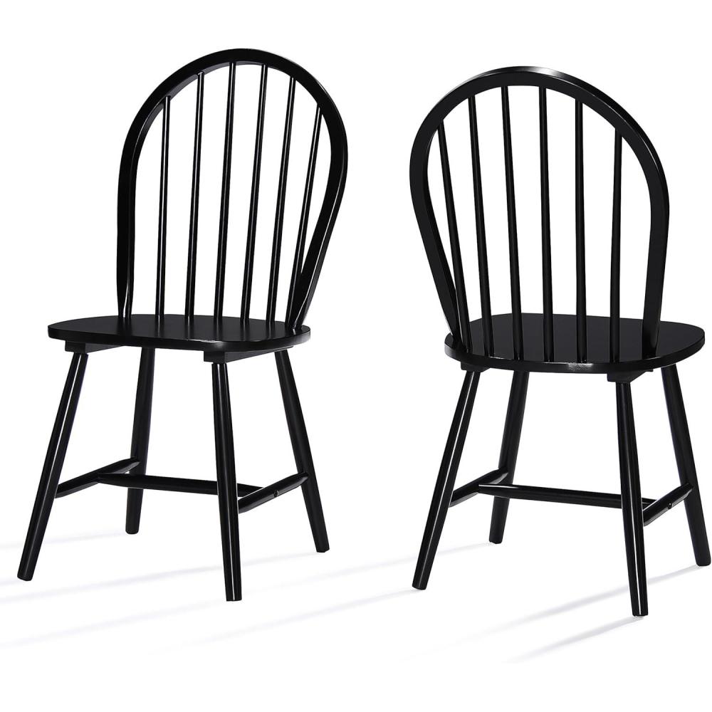 image:imageChristopher Knight Home Declan Farmhouse Cottage High Back Spindled Rubberwood Dining Chairs 2Pcs Set BlackDining Chairs