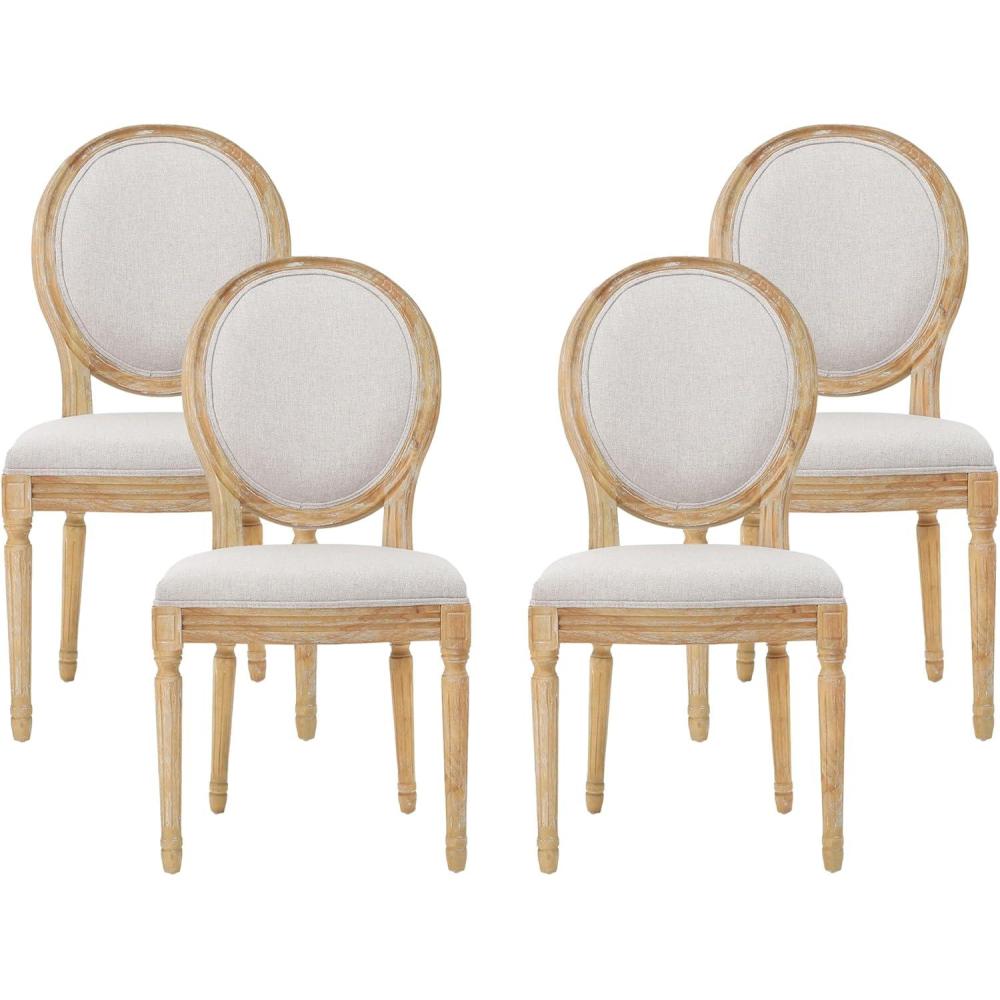 image:imageChristopher Knight Home Hilary French Country Fabric Dining Chairs Set of 4 Beige Natural