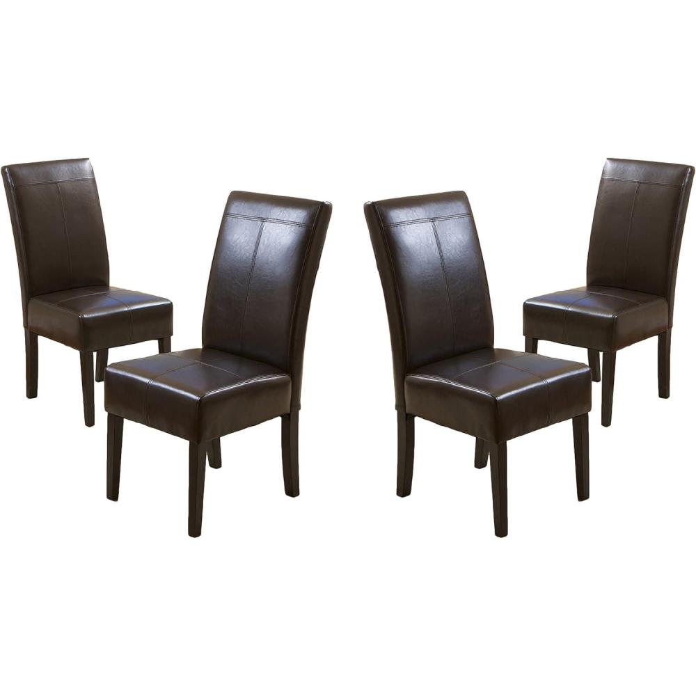 image:imageChristopher Knight Home Pertica TStitch Leather Dining Chairs 4Pcs Set Chocolate BrownChocolate Brown