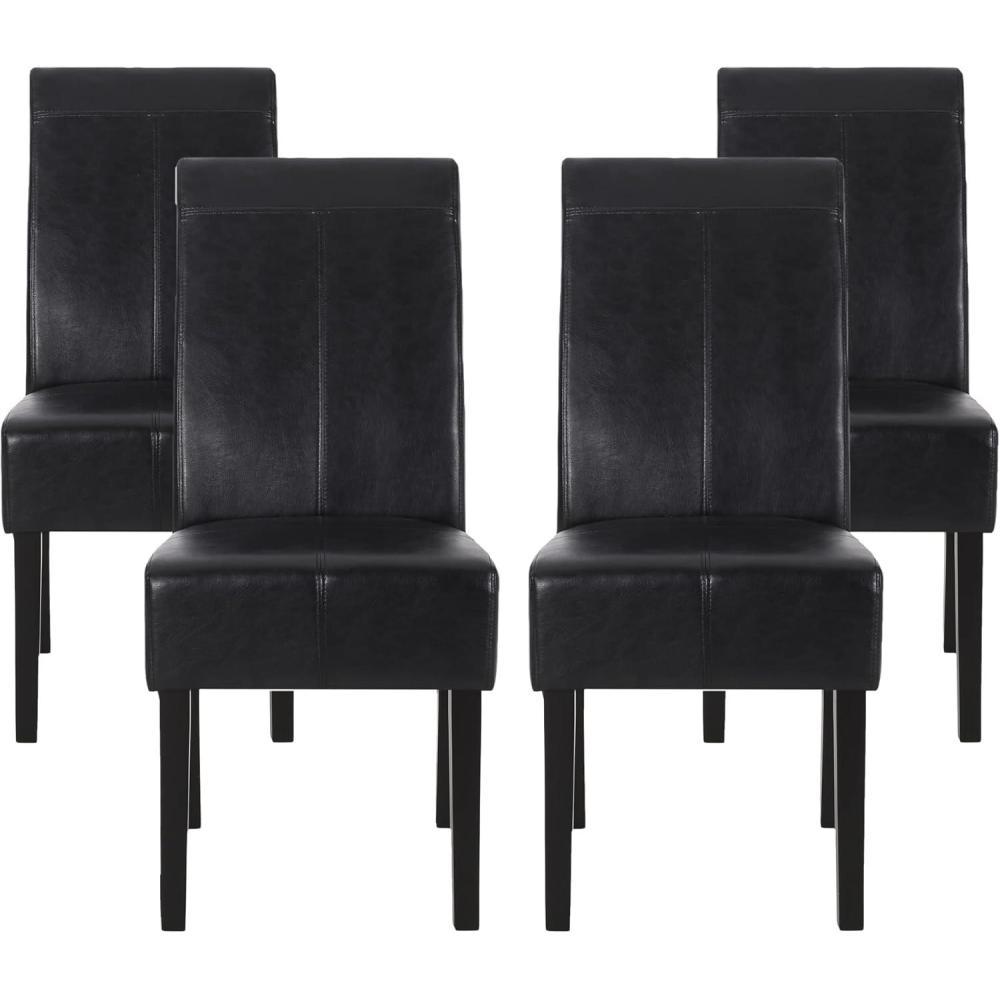 image:imageChristopher Knight Home Pertica TStitch Leather Dining Chairs 4Pcs Set Chocolate BrownMidnight Black Espresso