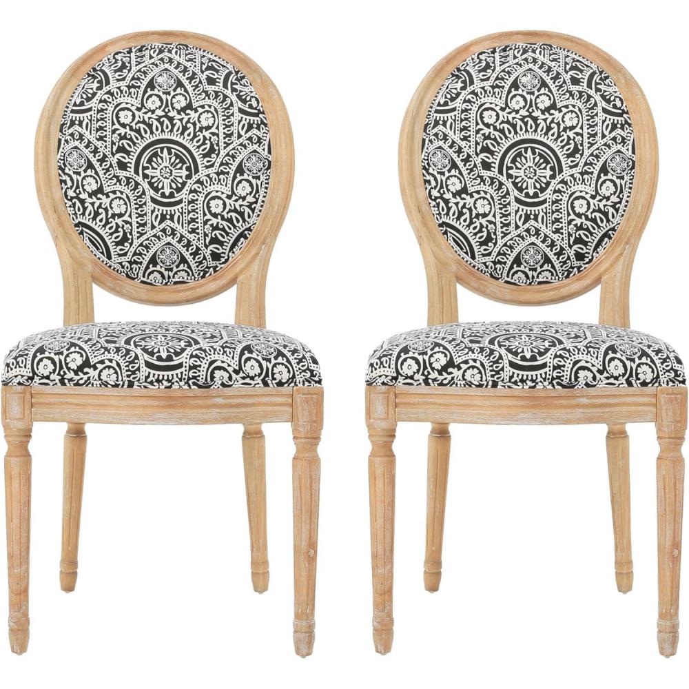 image:imageChristopher Knight Home Phinnaeus Fabric Dining Chairs 2Pcs Set Black  White Pattern