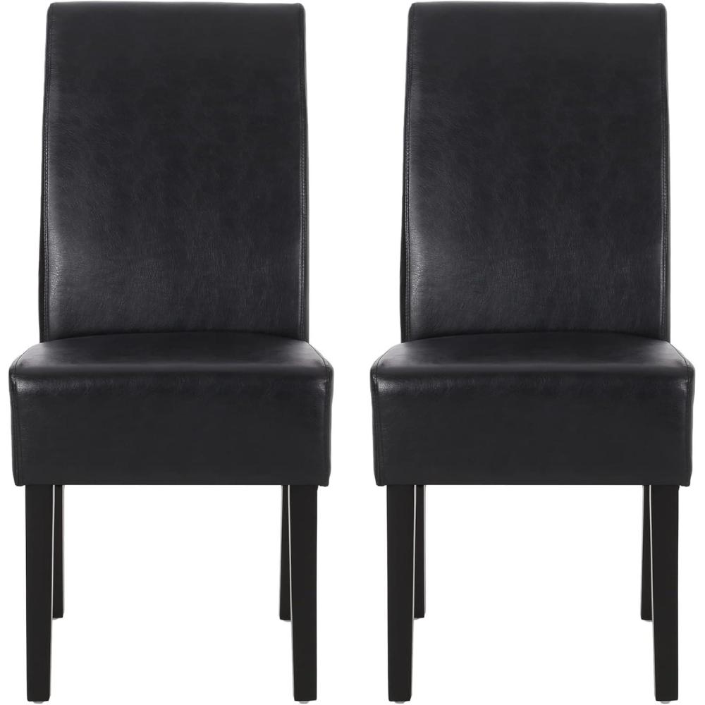 image:imageChristopher Knight Home Pollards Upholstered Dining Chairs  Faux Leather  Midnight BlackEspresso Set of 2