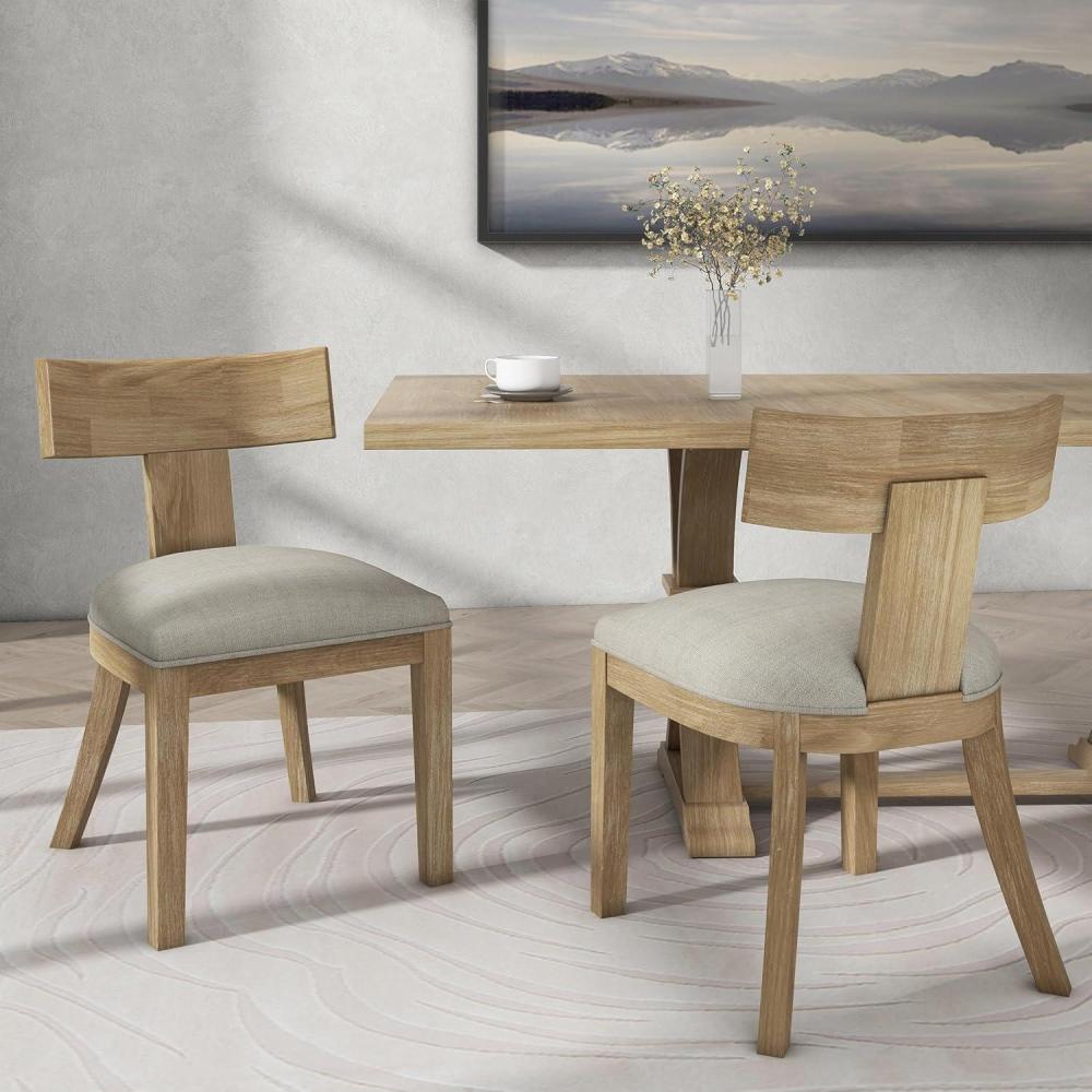 image:imageChristopher Knight Home Set of 2 Indoor Plush Upholstered Armless Dining Chair with Rubberwood Leg and Slat Back Wood Frame Soft Chairs for Dining Room Kitchen Restaurant Natural and Pebble