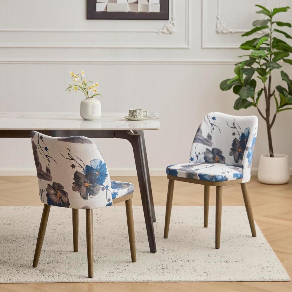 image:imageChristopher Knight Home Set of 2 Ringo Fabric Upholstered Dining Chairs Rubberwood Frame Curved BackrestFoamFilled Cushion Armless Accent ChairSide Chair Dining RoomKitchen ApricotWalnutBrownbluewhite