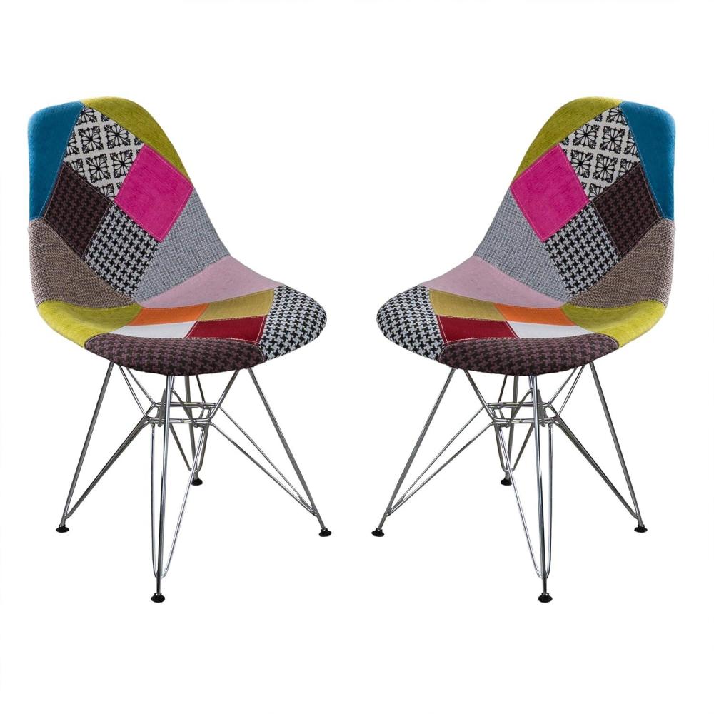 image:imageChristopher Knight Home Wilmette Fabric Chair with Chromed Legs Patchwork 18D x 21W x 32H in