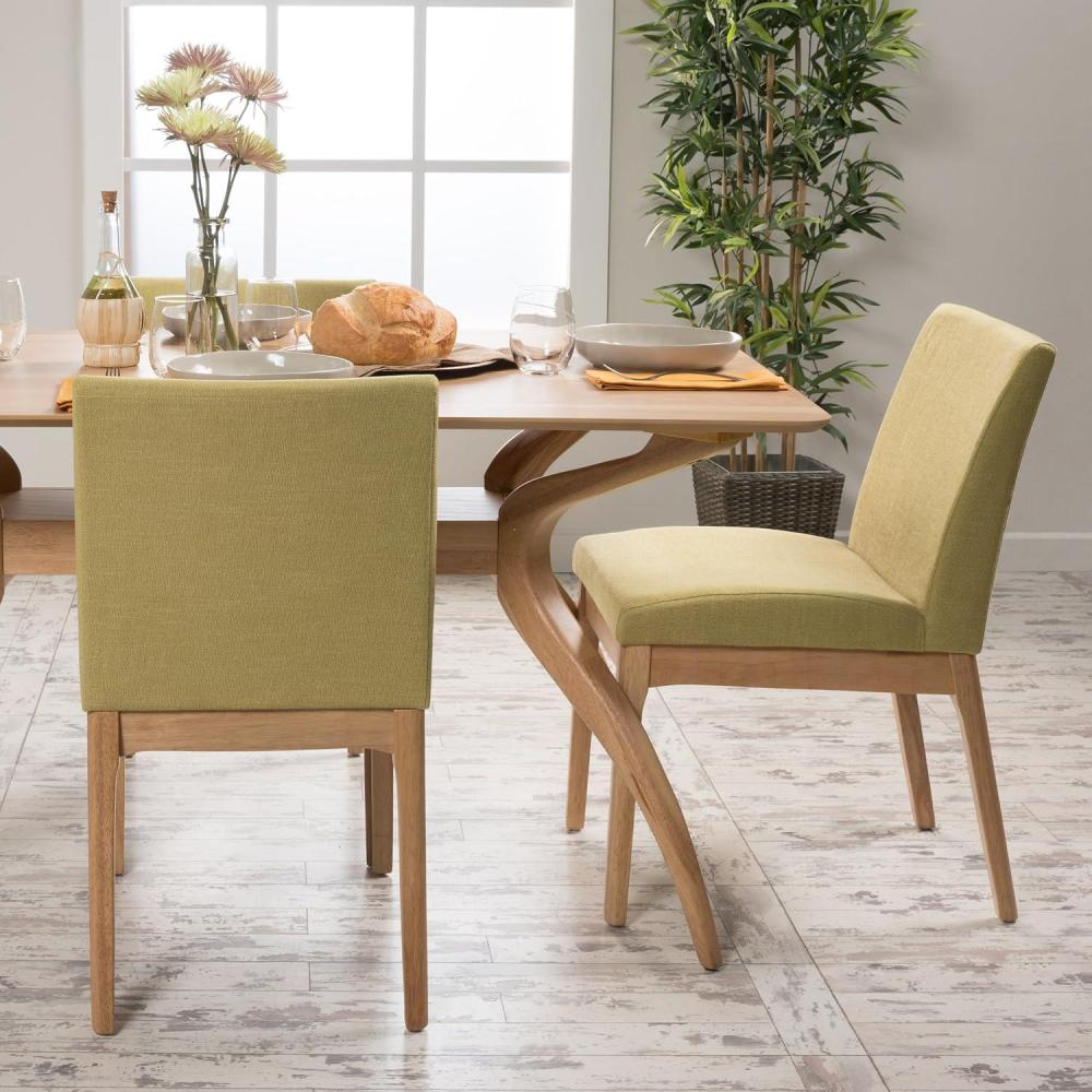 image:imageGDF Studio Katherine Mid Century Modern Green Tea FabricOak Finish Dining Chair Set of 2Green Tea