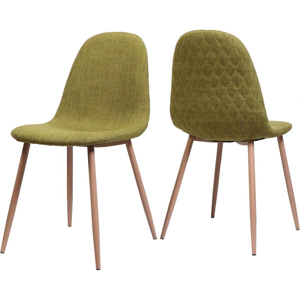 image:imageGDFStudio Great Deal Furniture Mid Century Wheat Fabric Dining Chairs with Dark Walnut Wood Finished Legs Set of 2Green
