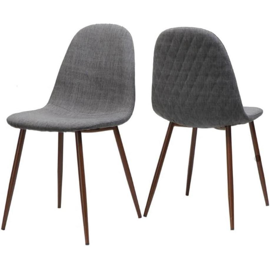 image:imageGDFStudio Great Deal Furniture Mid Century Wheat Fabric Dining Chairs with Dark Walnut Wood Finished Legs Set of 2Light Gray