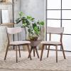 Christopher Knight Home Abrielle Mid-Century Modern Fabric Dining Chairs with Natural Oak Finished Rubberwood Frame, 2-Pcs Set, Dark Grey / Natural Oak(Beige  Brown)