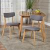 Christopher Knight Home Abrielle Mid-Century Modern Fabric Dining Chairs with Natural Oak Finished Rubberwood Frame, 2-Pcs Set, Dark Grey / Natural Oak(Dark Grey / Natural Oak)