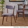 Christopher Knight Home Abrielle Mid-Century Modern Fabric Dining Chairs with Natural Oak Finished Rubberwood Frame, 2-Pcs Set, Dark Grey / Natural Oak(Dark Grey / Natural Walnut abrielle)