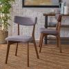 Christopher Knight Home Abrielle Mid-Century Modern Fabric Dining Chairs with Natural Oak Finished Rubberwood Frame, 2-Pcs Set, Dark Grey / Natural Oak(Dark Grey / Natural Walnut abrielle)