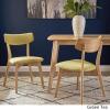Christopher Knight Home Abrielle Mid-Century Modern Fabric Dining Chairs with Natural Oak Finished Rubberwood Frame, 2-Pcs Set, Dark Grey / Natural Oak(Green Tea / Natural Oak abrielle)