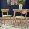 Christopher Knight Home Abrielle Mid-Century Modern Fabric Dining Chairs with Natural Oak Finished Rubberwood Frame, 2-Pcs Set, Dark Grey / Natural Oak(Green Tea / Natural Oak abrielle)