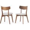 Christopher Knight Home Abrielle Mid-Century Modern Fabric Dining Chairs with Natural Oak Finished Rubberwood Frame, 2-Pcs Set, Dark Grey / Natural Oak(Light Beige ladit)