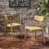 Christopher Knight Home Chazz Mid-Century Fabric Dining Chairs with Natural Oak Finished Frame, 2-Pcs Set, Green Tea / Natural Oak Finish(Green Tea)