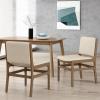 Christopher Knight Home Coston Contemporary Fabric Upholstered Dining Chairs Set of 2, Wooden Dining Room Armless Chair, Comfy Kitchen Side Chair, Wheat and Walnut(Wheat + Walnut)